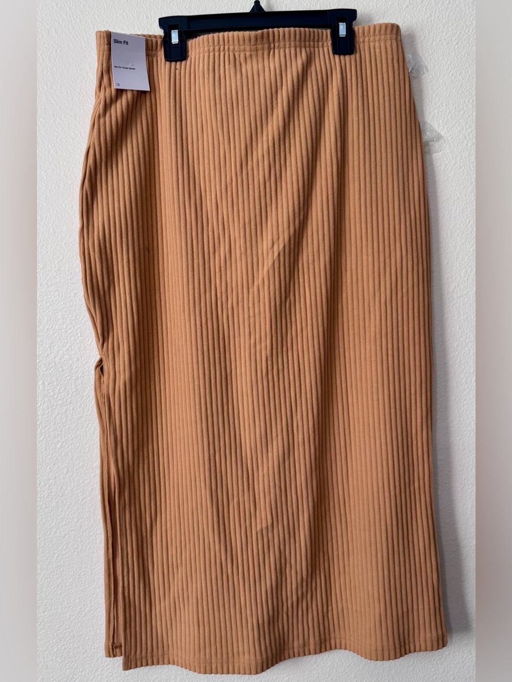 NWT Nike Side Slit Ribbed Midi Skirt Brown Tan Slim Fit Women’s Large - Picture 6 of 7